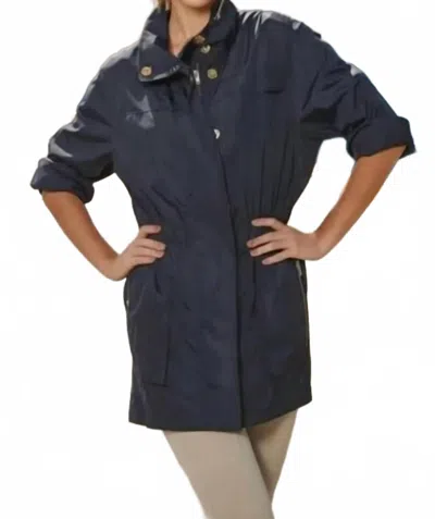Ciao-milano Anna Water Resistant Rain Jacket In Navy In Blue