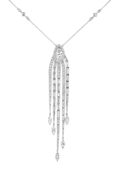 Cicada Platinum  All-diamond Rain Drop Cascade Pendant In Metallic