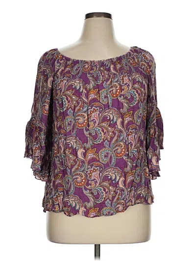 Pre-owned Cider 3/4 Sleeve Blouse In Purple