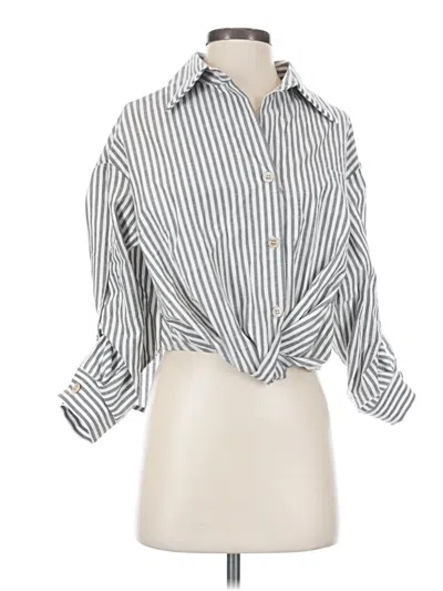 Pre-owned Cider 3/4 Sleeve Button Down Shirt In Silver