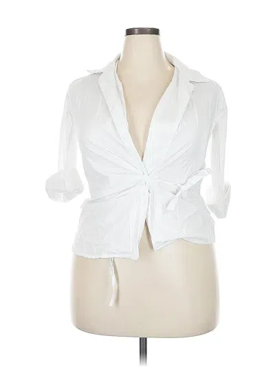 Pre-owned Cider 3/4 Sleeve Button Down Shirt In White