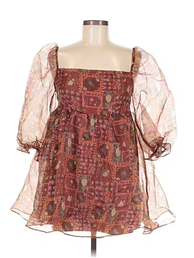 Pre-owned Cider 3/4 Sleeve Top Burgundy Square Neckline Tops