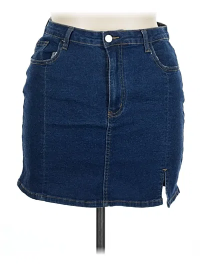 Pre-owned Cider Denim Skirt In Blue