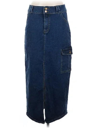Pre-owned Cider Denim Skirt In Blue