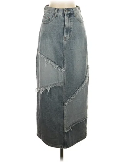 Pre-owned Cider Denim Skirt In Gray