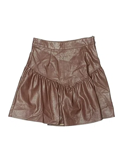 Pre-owned Cider Faux Leather Skirt In Brown