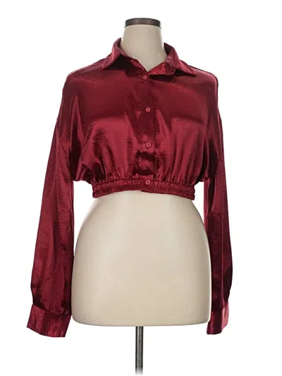 Pre-owned Cider Long Sleeve Blouse In Burgundy