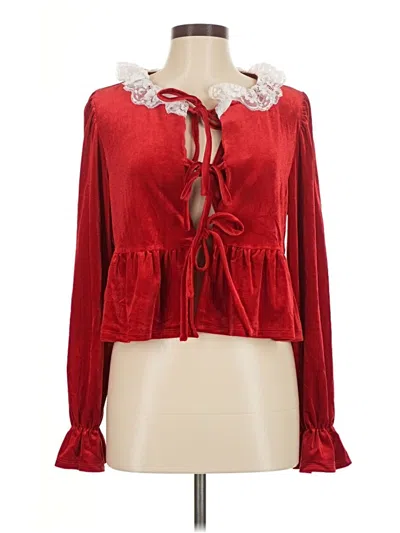 Pre-owned Cider Long Sleeve Blouse In Red