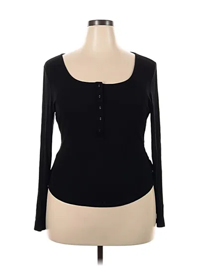 Pre-owned Cider Long Sleeve Henley Shirt In Black