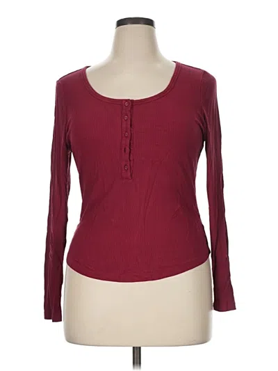Pre-owned Cider Long Sleeve Henley Shirt In Burgundy