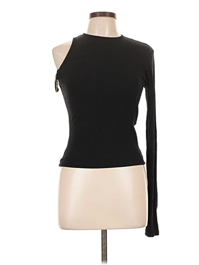 Pre-owned Cider Long Sleeve Top Black One Shoulder Neckline Tops