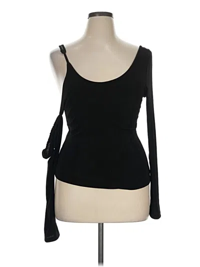 Pre-owned Cider Long Sleeve Top Black One Shoulder Neckline Tops