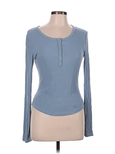Pre-owned Cider Long Sleeve Top Blue Scoop Neck Tops