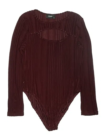 Pre-owned Cider Long Sleeve Top Burgundy Keyhole Neckline Tops