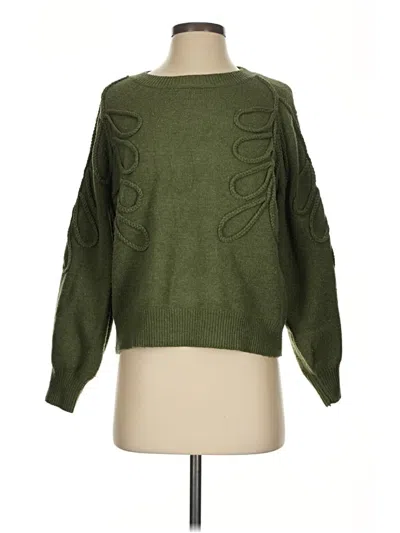 Pre-owned Cider Long Sleeve Top Green Boatneck Tops