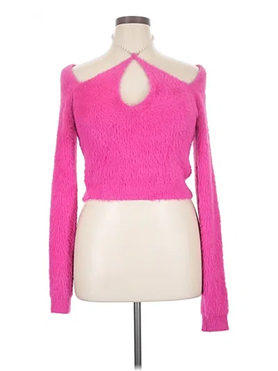 Pre-owned Cider Long Sleeve Top Pink Keyhole Neckline Tops