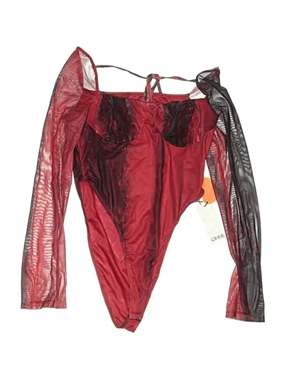 Pre-owned Cider Long Sleeve Top Red Plunge Neckline Tops