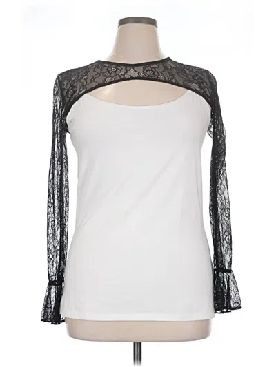 Pre-owned Cider Long Sleeve Top White Cold Shoulder Neckline Tops
