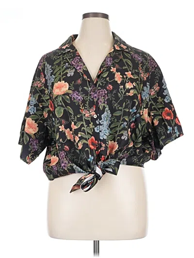 Pre-owned Cider Short Sleeve Blouse In Black