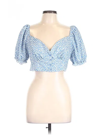 Pre-owned Cider Short Sleeve Blouse In Blue