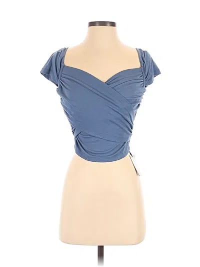 Pre-owned Cider Short Sleeve Blouse In Blue