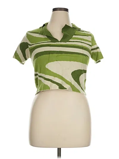 Pre-owned Cider Short Sleeve Blouse In Green