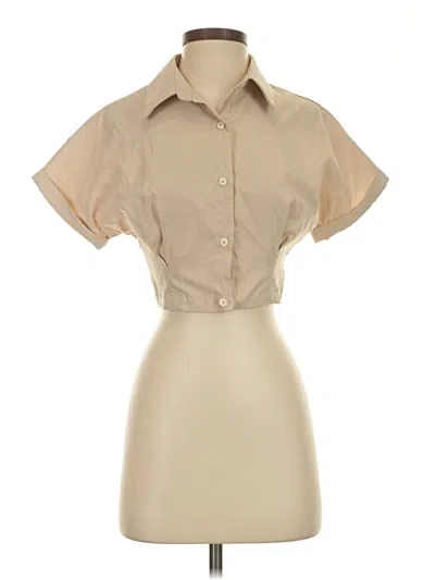 Pre-owned Cider Short Sleeve Blouse In Tan
