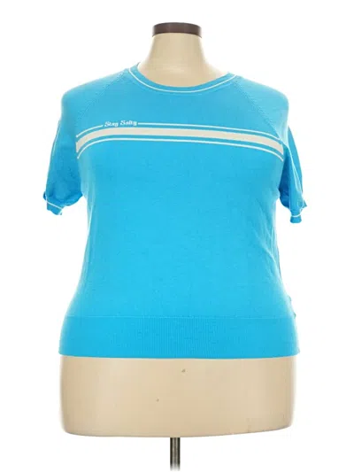 Pre-owned Cider Short Sleeve Top Blue Crew Neck Tops