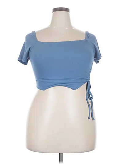 Pre-owned Cider Short Sleeve Top Blue Sweetheart Neckline Tops