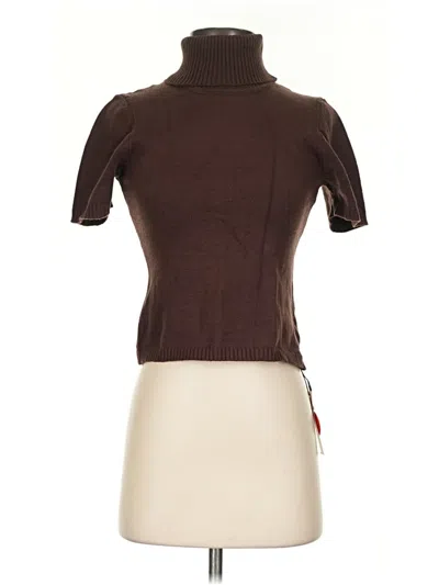 Cider Short Sleeve Top Brown Turtleneck Tops