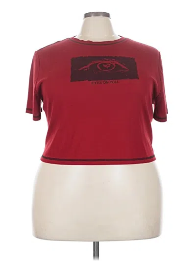 Pre-owned Cider Short Sleeve Top Burgundy Keyhole Neckline Tops