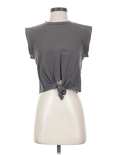 Pre-owned Cider Short Sleeve Top Gray Keyhole Neckline Tops
