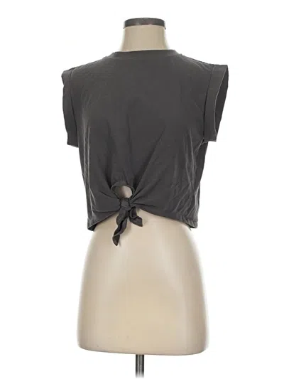 Pre-owned Cider Short Sleeve Top Gray Keyhole Neckline Tops