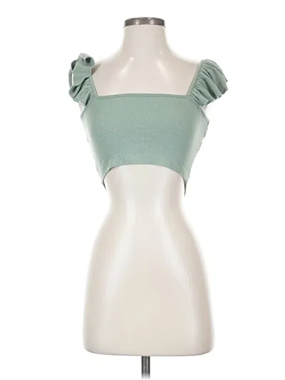 Pre-owned Cider Short Sleeve Top Green Sweetheart Neckline Tops