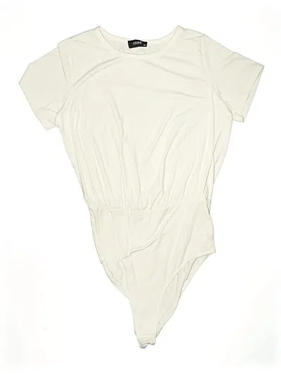 Pre-owned Cider Short Sleeve Top Ivory Keyhole Neckline Tops In White