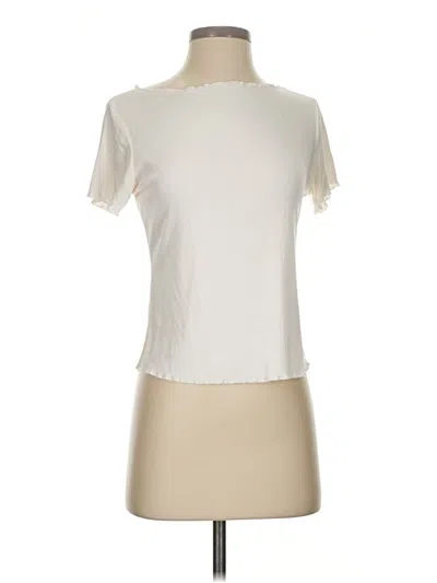 Pre-owned Cider Short Sleeve Top Ivory Mock Neckline Tops In White