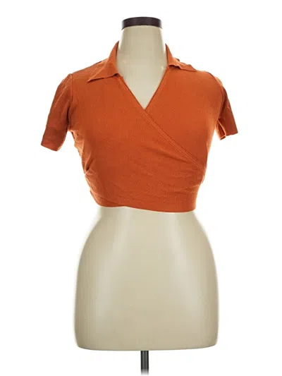 Pre-owned Cider Short Sleeve Top Orange Cowl Neck Tops