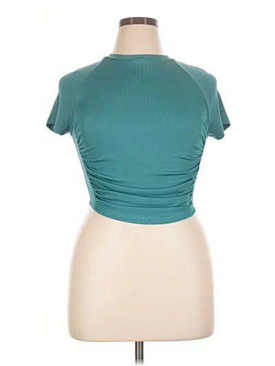 Pre-owned Cider Short Sleeve Top Teal Keyhole Neckline Tops