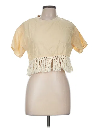 Pre-owned Cider Short Sleeve Top Yellow Square Neckline Tops