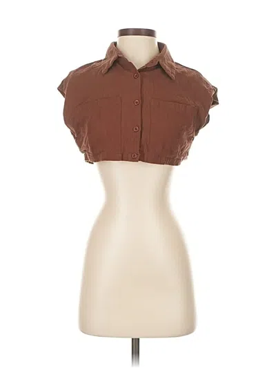 Pre-owned Cider Sleeveless Button Down Shirt In Brown