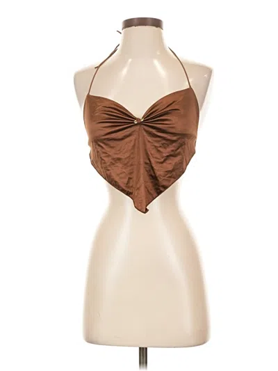 Pre-owned Cider Sleeveless Top Brown Halter Neckline Tops