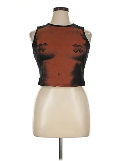 Pre-owned Cider Sleeveless Top Brown Halter Neckline Tops