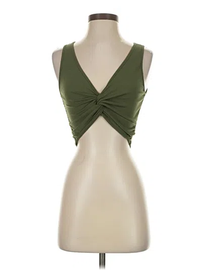 Pre-owned Cider Sleeveless Top Green Plunge Neckline Tops