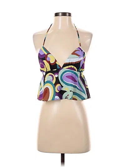Pre-owned Cider Sleeveless Top Purple Halter Neckline Tops