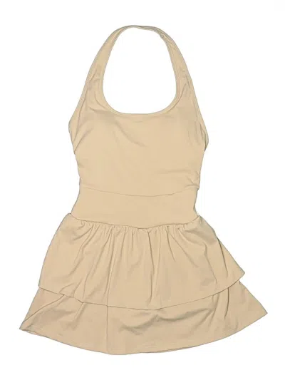 Pre-owned Cider Sleeveless Top Tan Halter Neckline Tops In Brown