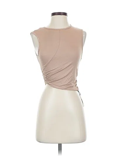 Pre-owned Cider Sleeveless Top Tan One Shoulder Neckline Tops In Brown