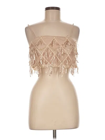 Pre-owned Cider Sleeveless Top Tan Strapless Neckline Tops