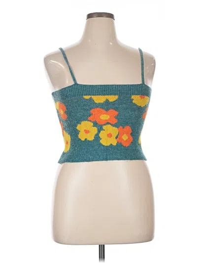 Pre-owned Cider Sleeveless Top Teal Strapless Neckline Tops