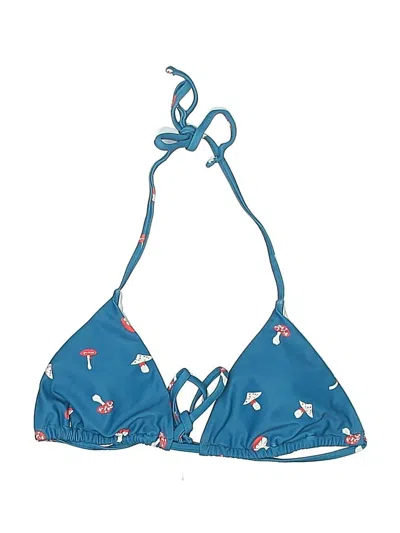 Pre-owned Cider Swimsuit Top Blue Print Pattern Swimwear