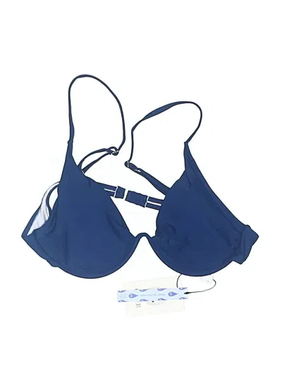 Cider Swimsuit Top Blue Solid Pattern Swimwear